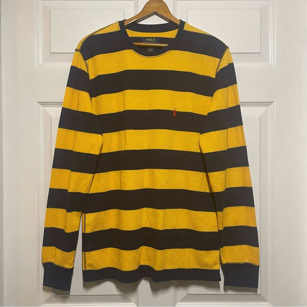 Ralph Lauren Mens Medium Long Sleeve Striped Shirt Embroidered Logo Sleepwear